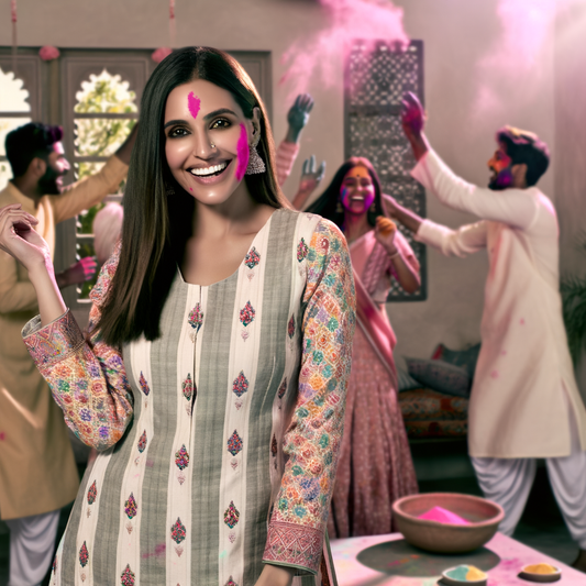 Holi Hues with Chikankari: Colorful and Comfortable Ethnic Wear for the Festival of Colors