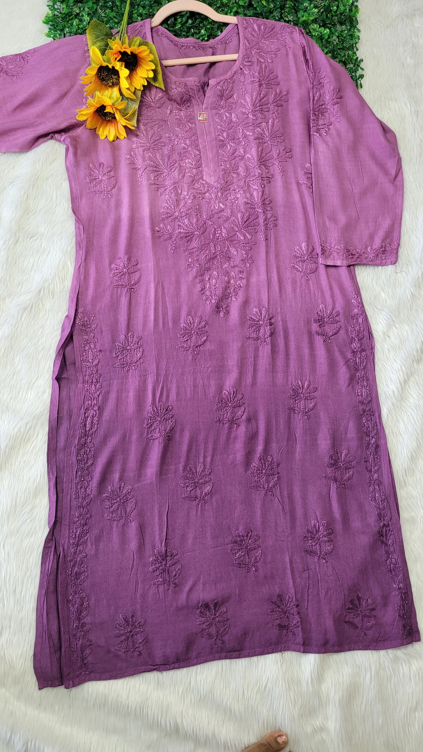 Modal tone to tone chikankari kurtis - The Chikan Store