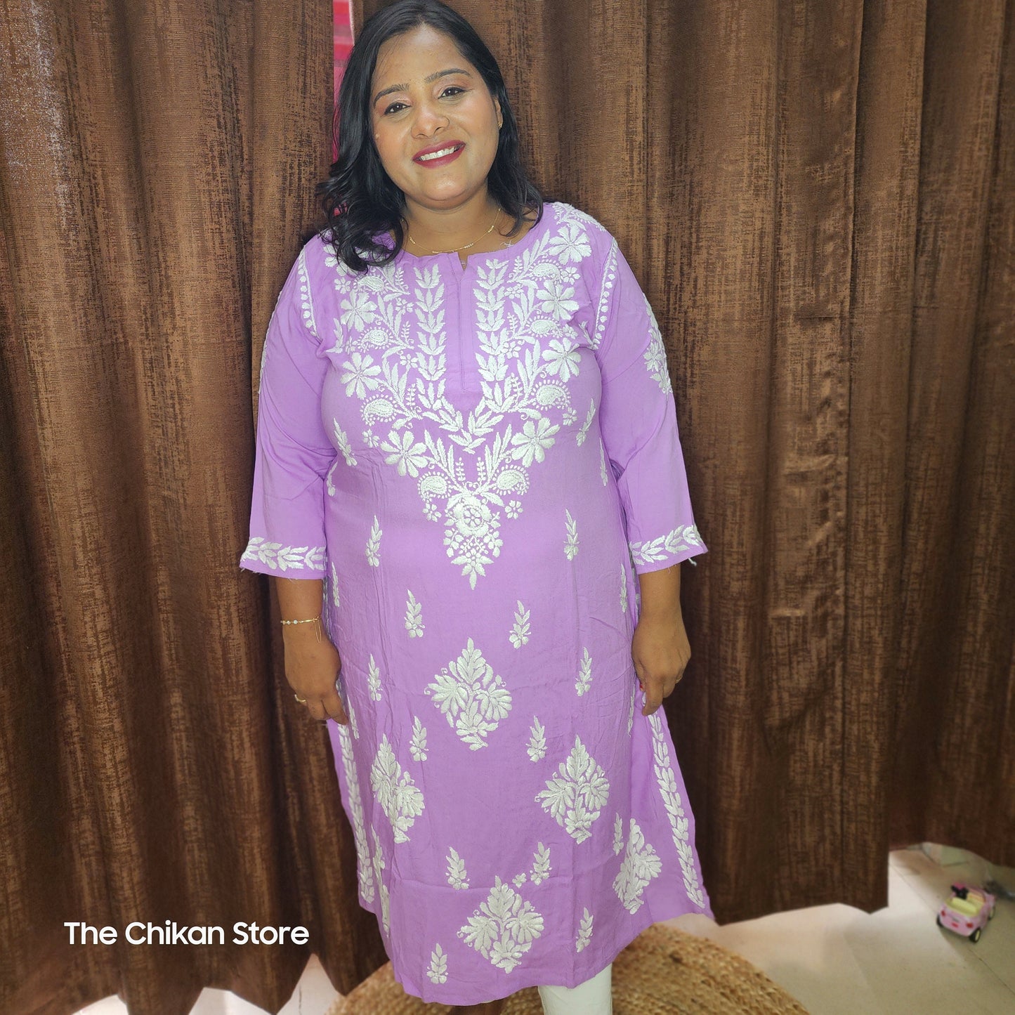 Lavender Plus Size Long Modal Kurti - The Chikan Store