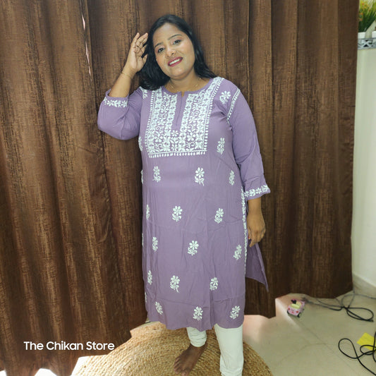Mauve Plus Size Long Modal Kurti - The Chikan Store