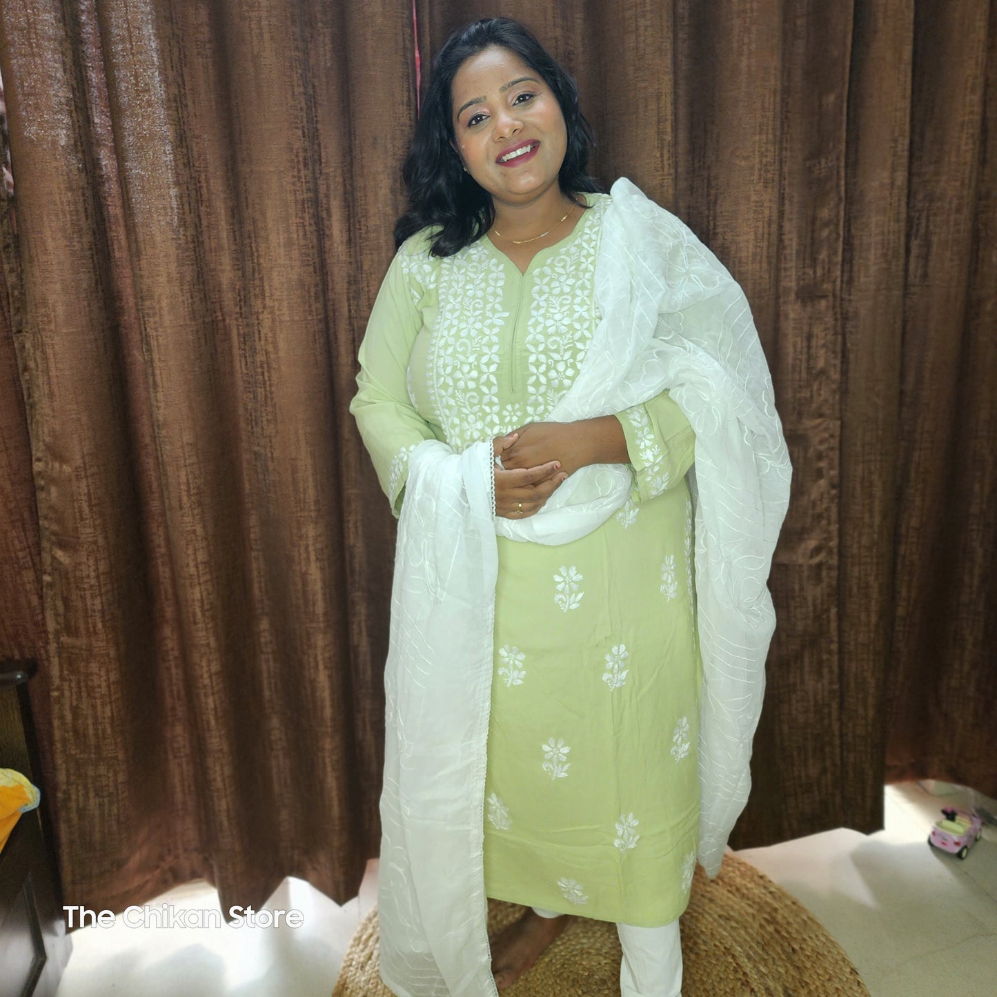 Parrot Green Plus Size Long Modal Kurti - The Chikan Store