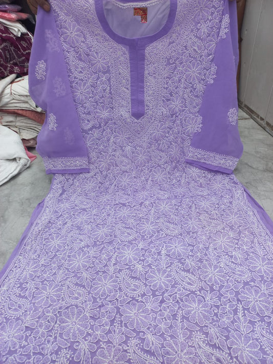 Geogette hand work chikankari kurtis - The Chikan Store