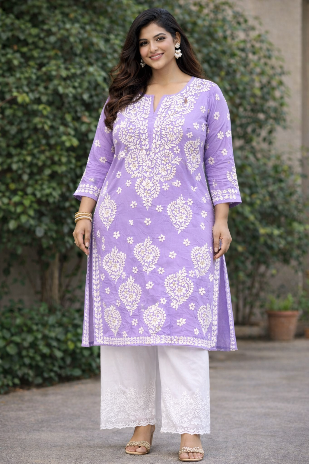 Lilac plus size Kurti - The Chikan Store