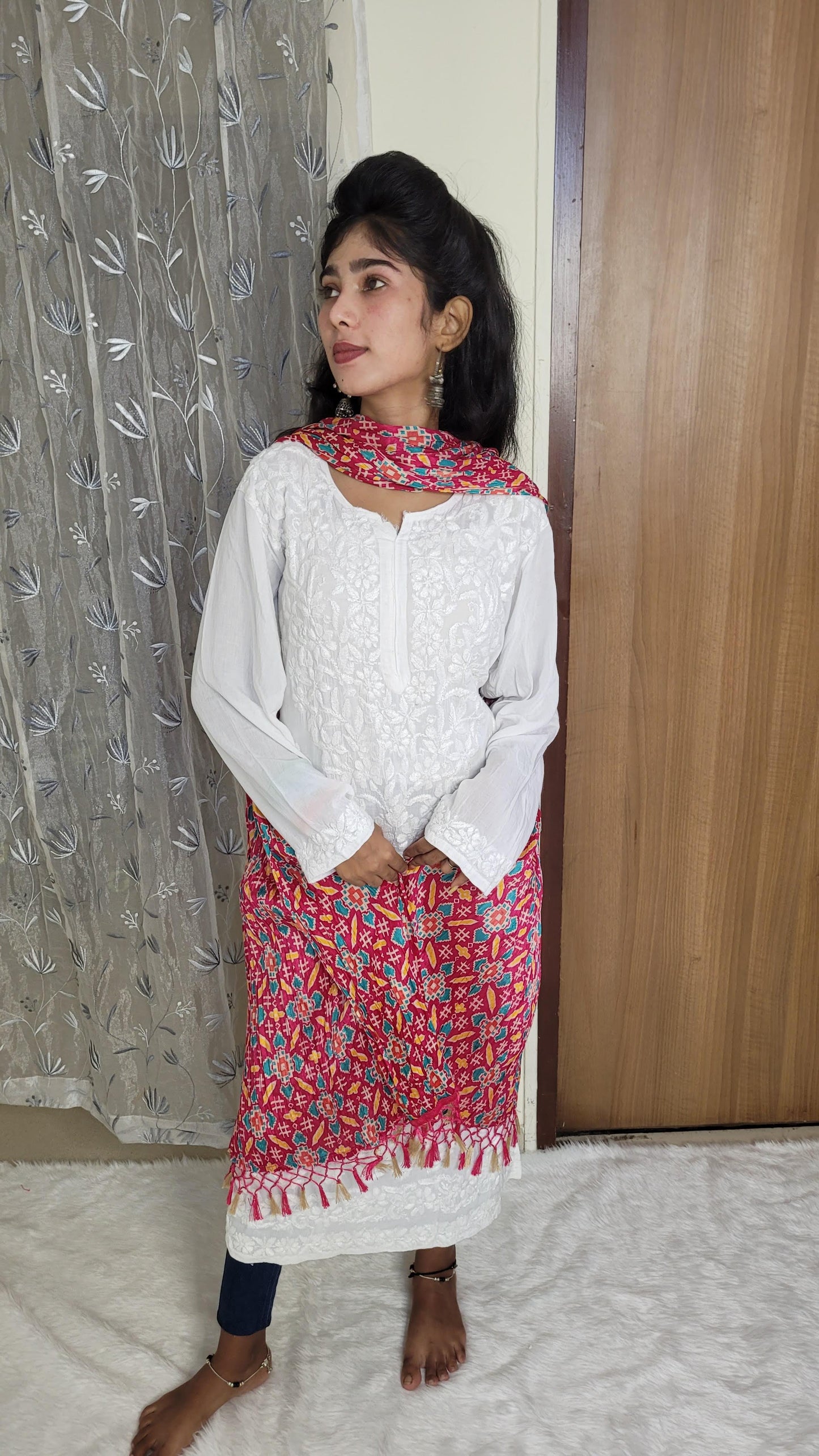 Rehana white kurtis - The Chikan Store