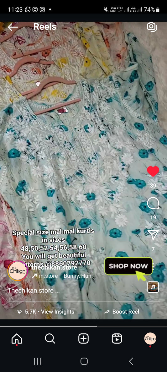 Love Mull Cotton kurti - The Chikan Store