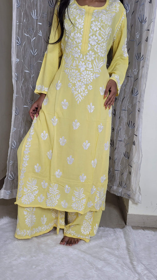 Riya chikankari plazzo set - The Chikan Store