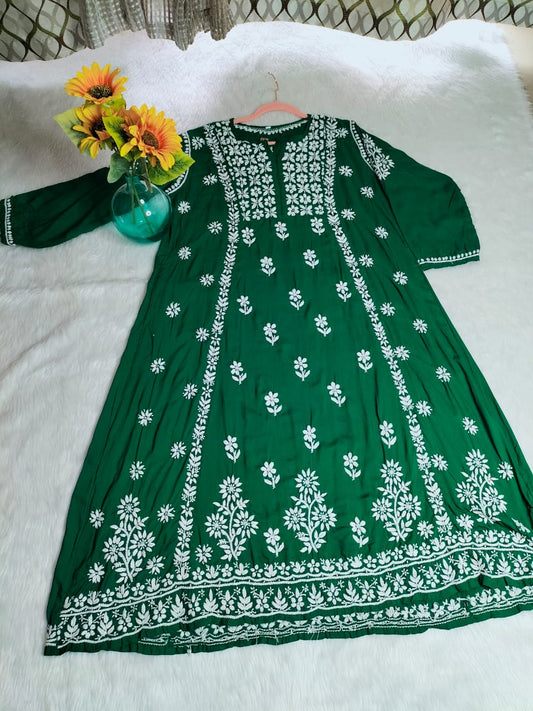 Anarkali Green Gawn - The Chikan Store