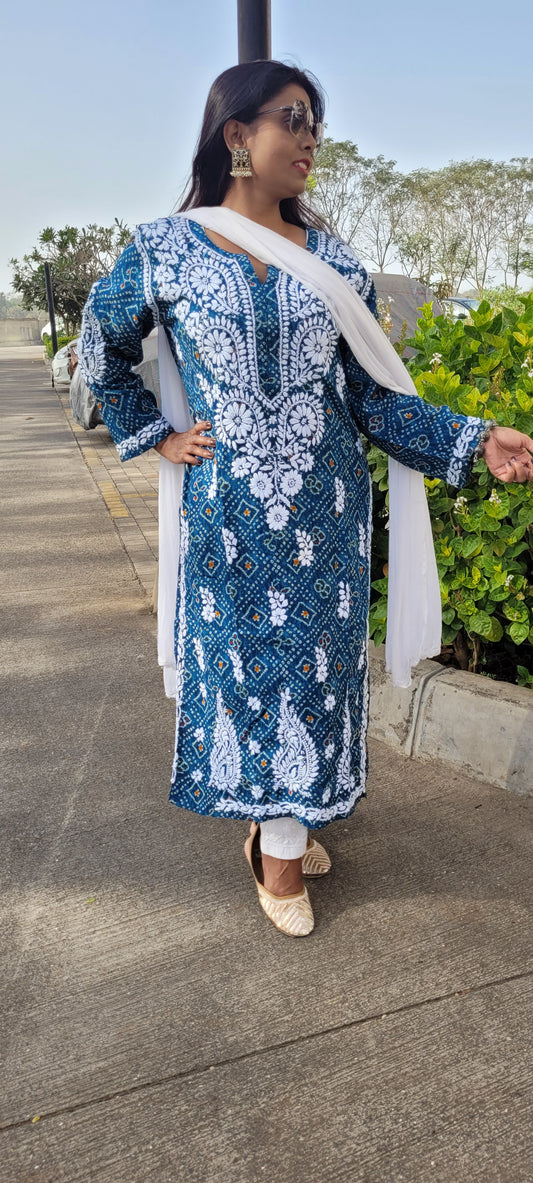 Bandhni chikankari kurtis - The Chikan Store