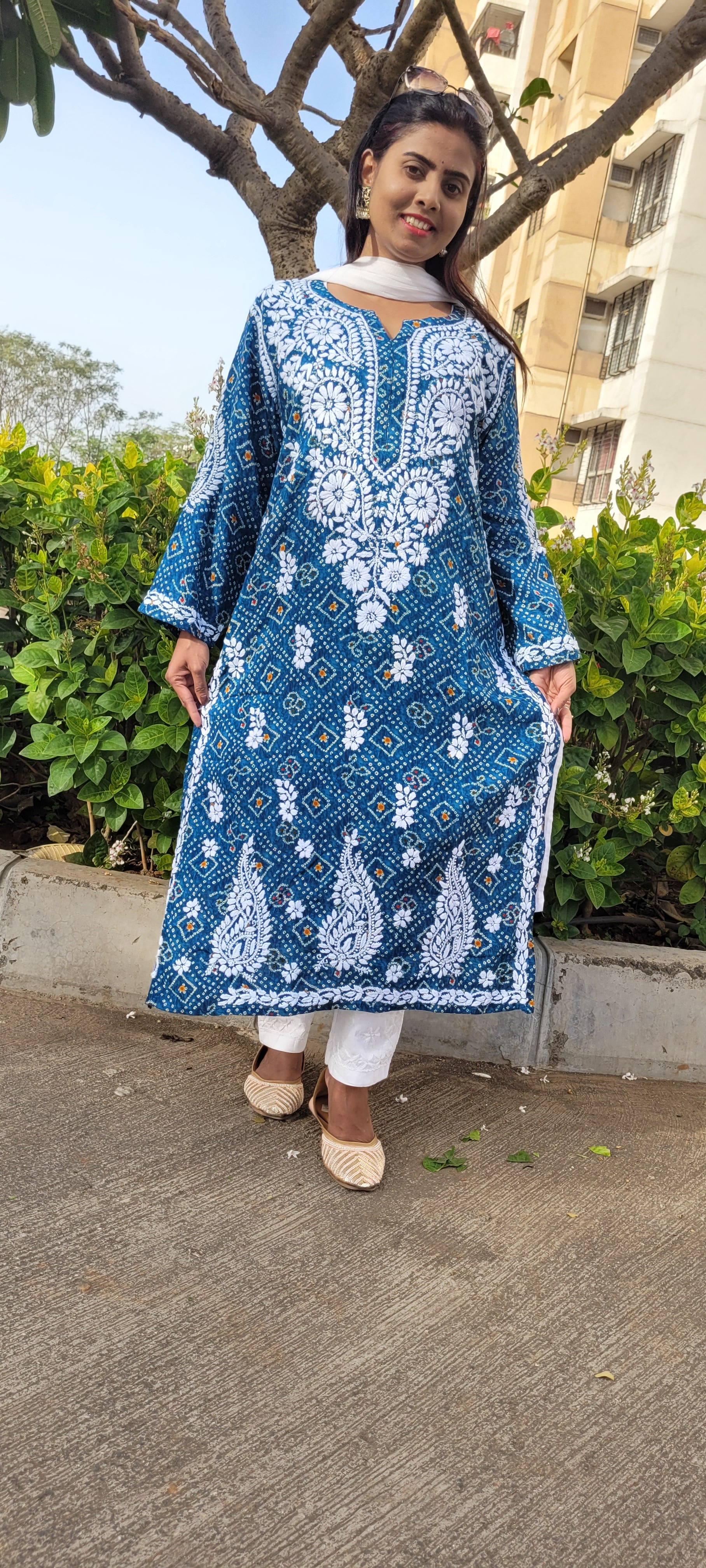 Bandhni chikankari kurtis – The Chikan Store - Main Image