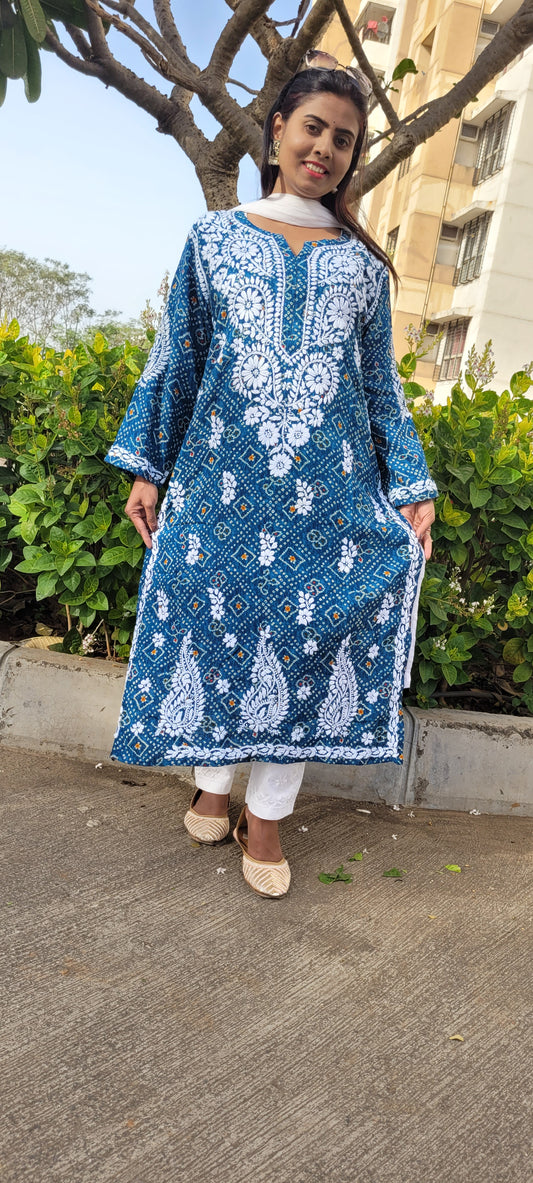 Bandhni chikankari kurtis - The Chikan Store