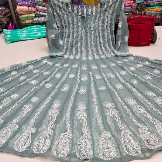 Georgette 56 Kali Anarkali Kurti The Chikan Store