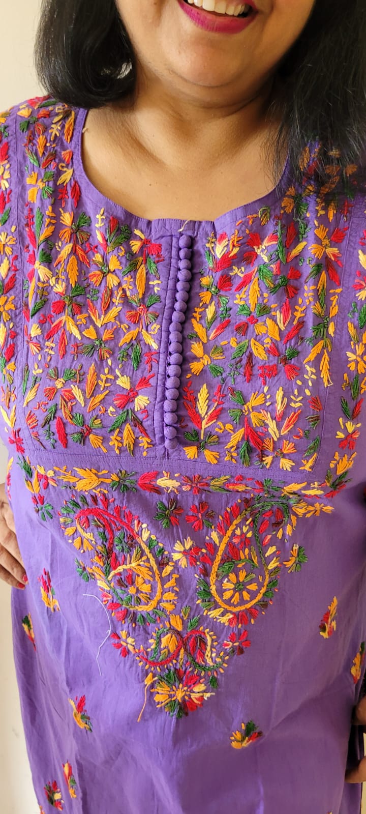 Multicolor Cotton Plus Size Chikan Kurti - The Chikan Store