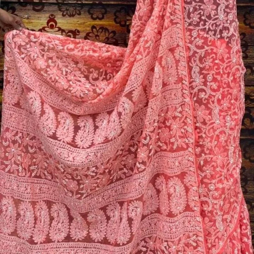 Chikankari Georgette jaal sarees - The Chikan Store