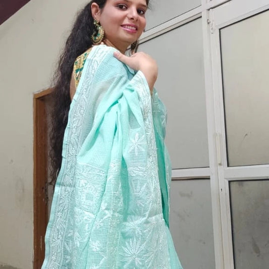 Chikankari cotton hand work saree - The Chikan Store