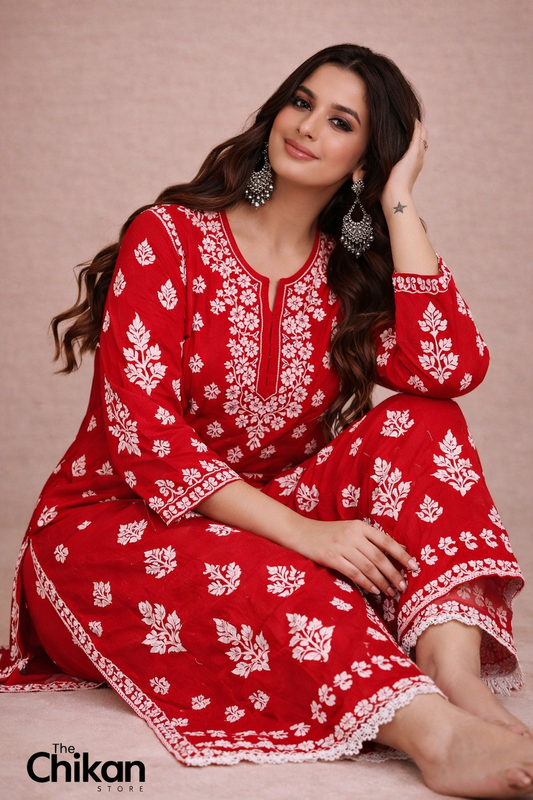 Ahaani Plazzo set - The Chikan Store