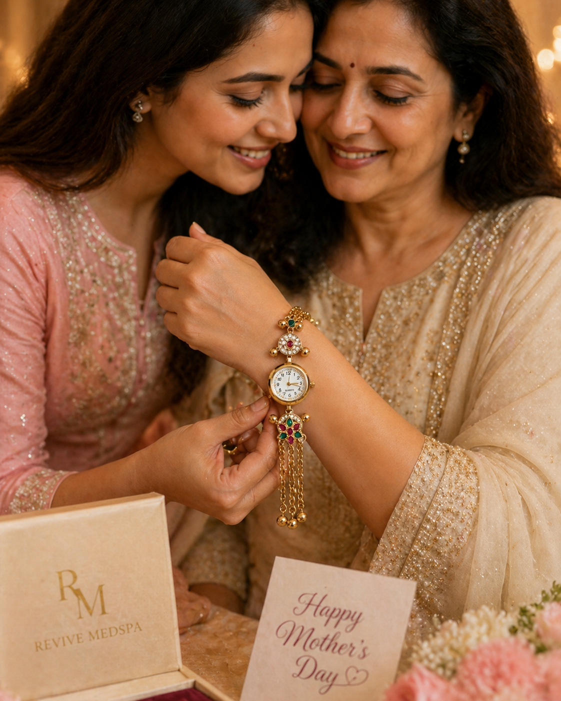 Premium Kundan Ethnic Bracelet Watch with Multicolor Stone & Chain Detailing - The Chikan Store