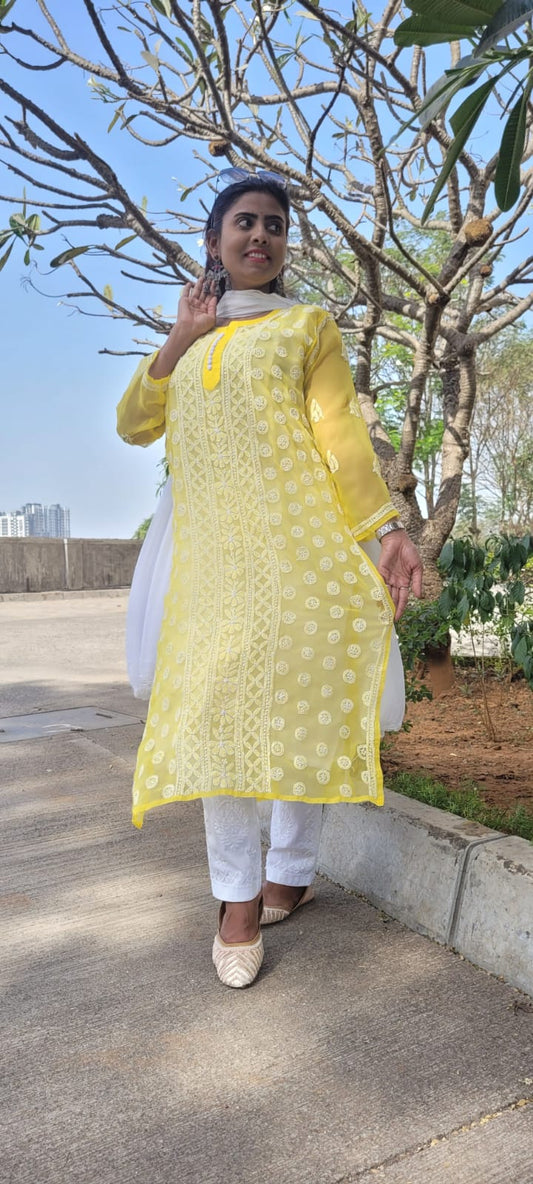 Georgette Kurti with Inner - The Chikan Store
