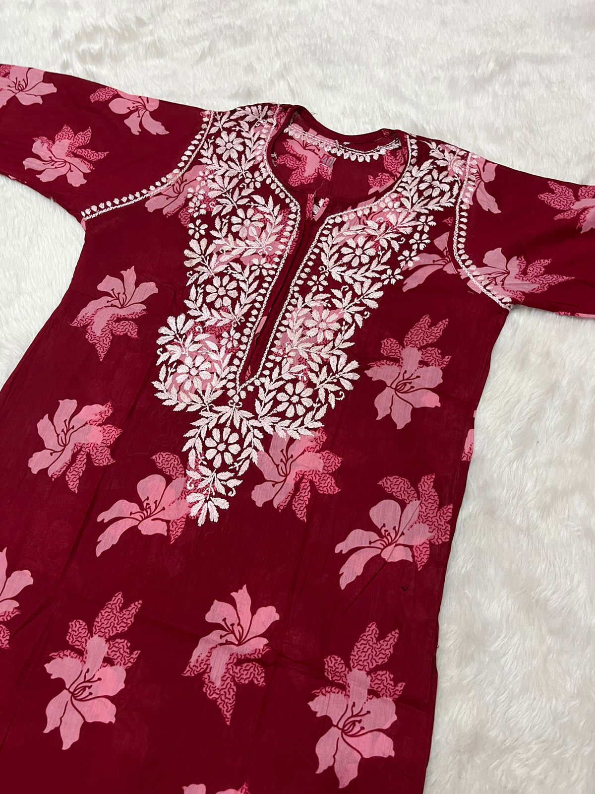 Khushnuma Flower Print Modal Kurti - The Chikan Store