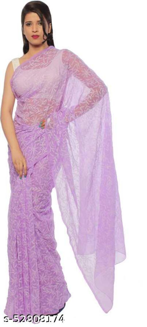Fancy Tepchi Work Georgette Saree with Blouse Piece - The Chikan Store